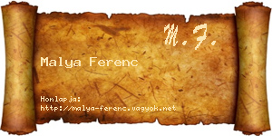 Malya Ferenc névjegykártya